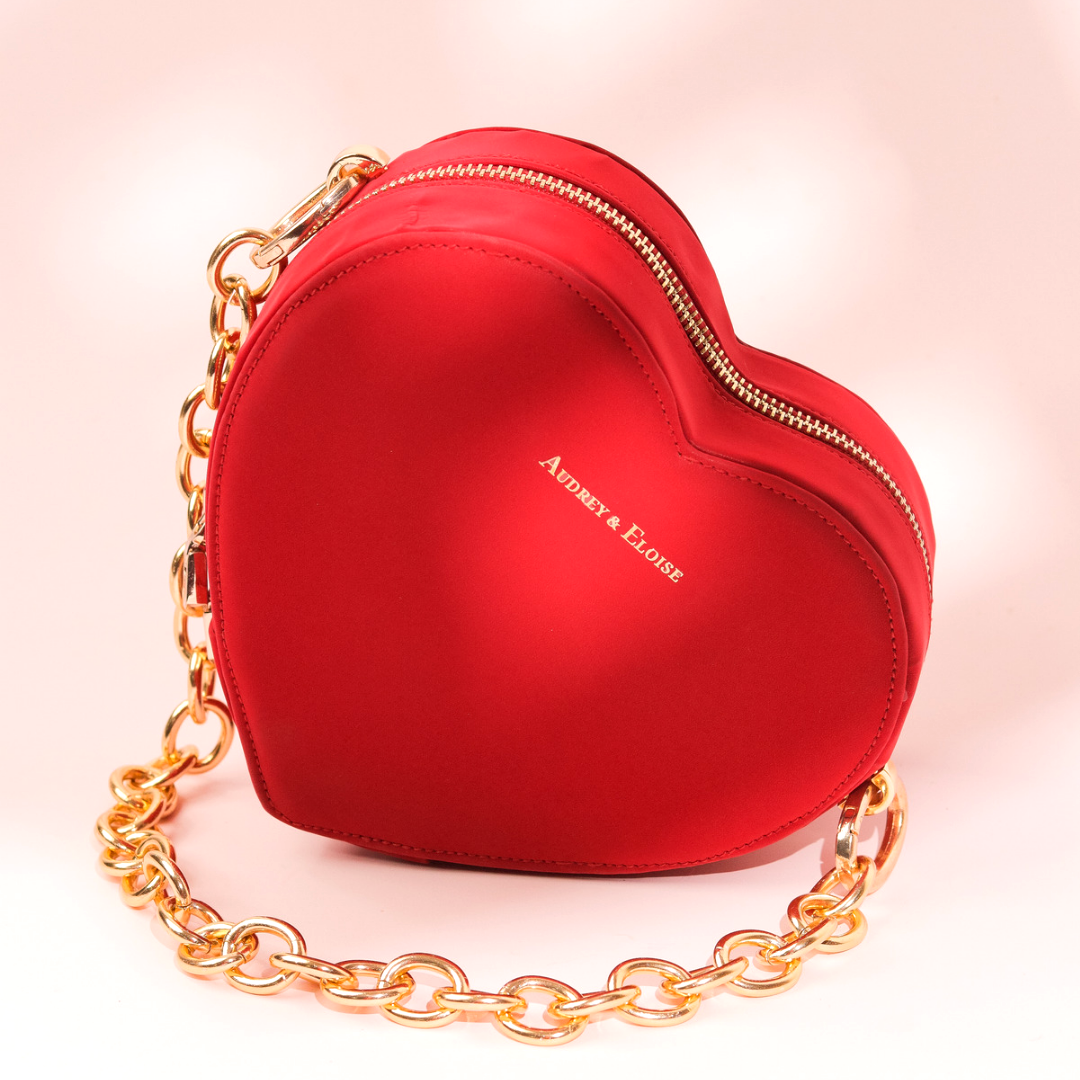 Red Heart Shaped Crossbody Chain Bag
